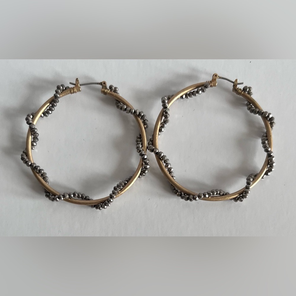 Rosie Daze Beaded Twist Hoop Earrings